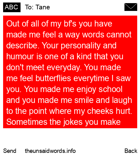 unsent message to Tane