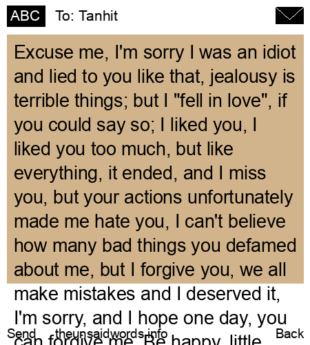 unsent message to Tanhit