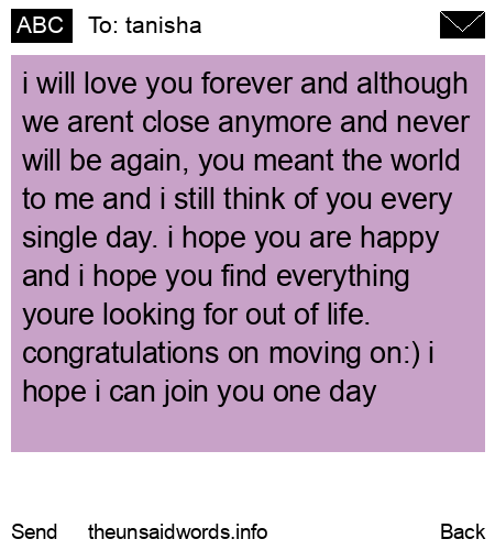 unsent message to tanisha