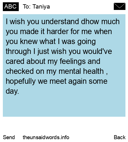 unsent message to Taniya
