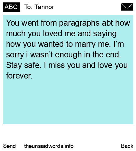 unsent message to Tannor