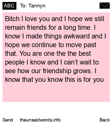 unsent message to Tannyn