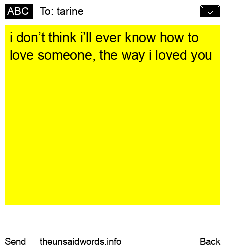 unsent message to tarine