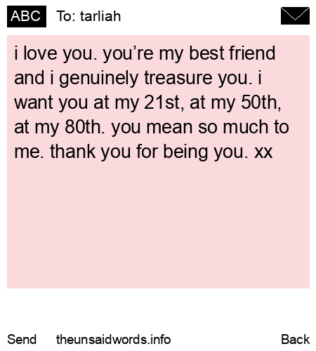 unsent message to tarliah