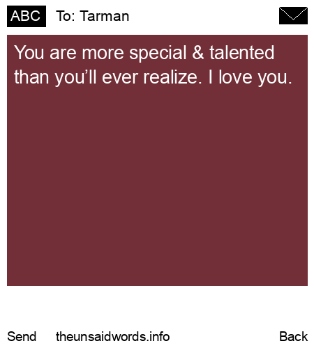 unsent message to Tarman