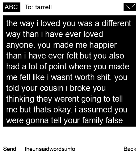 unsent message to tarrell