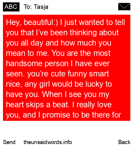 unsent message to Tasja