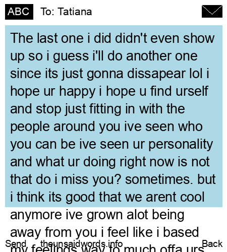 unsent message to Tatiana