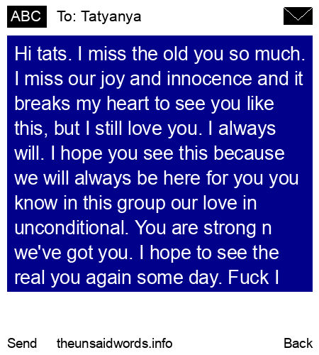 unsent message to Tatyanya