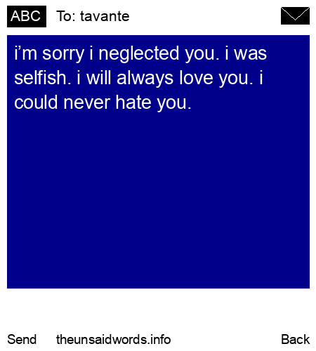 unsent message to tavante