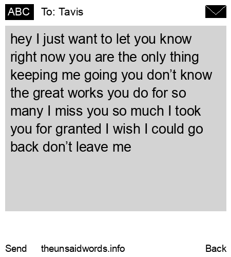 unsent message to Tavis