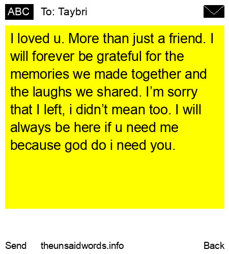 unsent message to Taybri