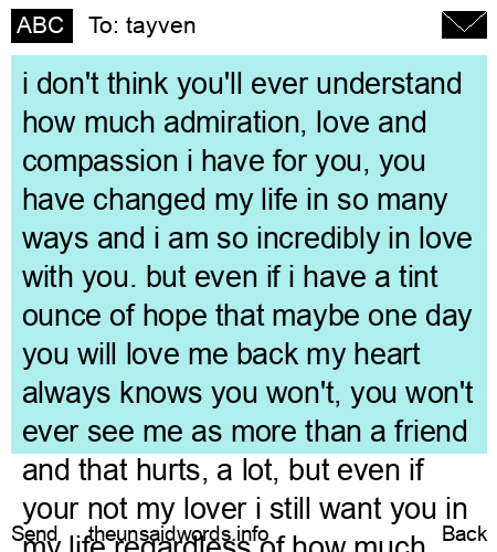 unsent message to tayven
