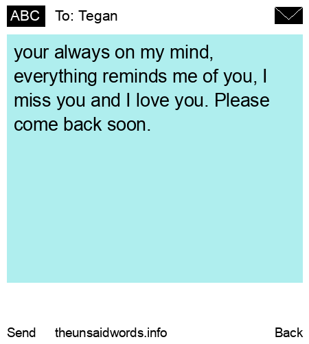 unsent message to Tegan