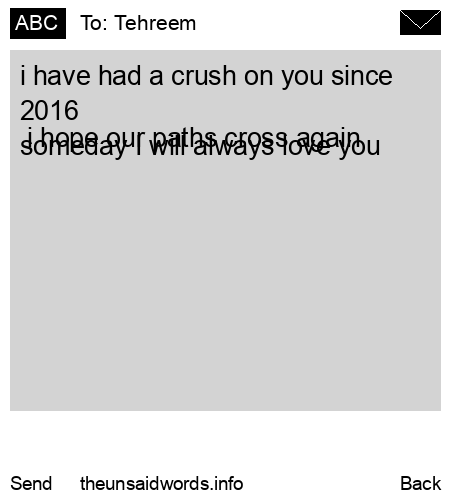 unsent message to Tehreem