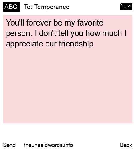 unsent message to Temperance