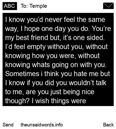 unsent message to Temple