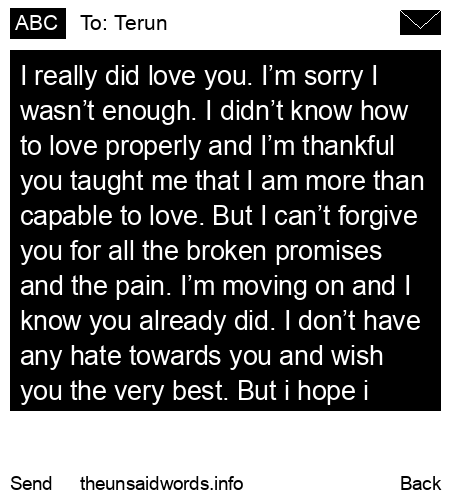 unsent message to Terun