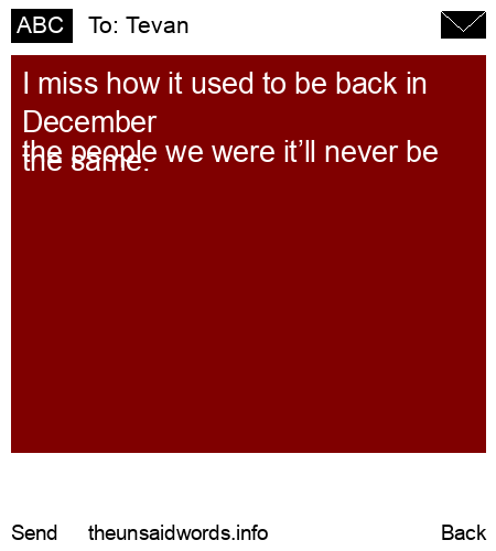 unsent message to Tevan 