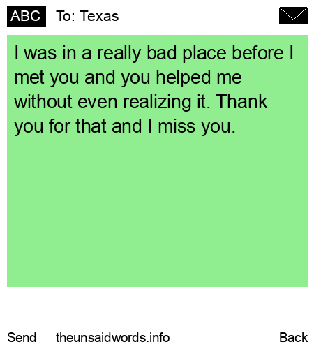 unsent message to Texas