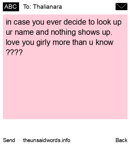 unsent message to Thalianara 