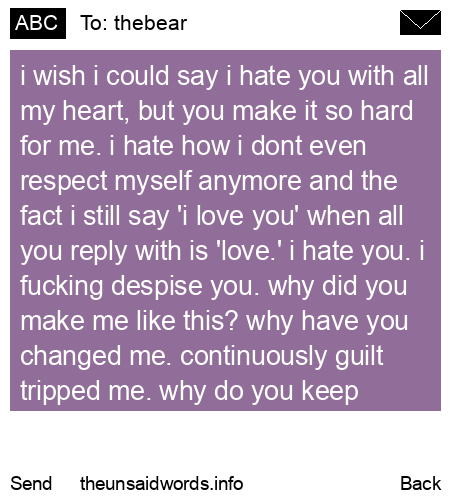 unsent message to thebear