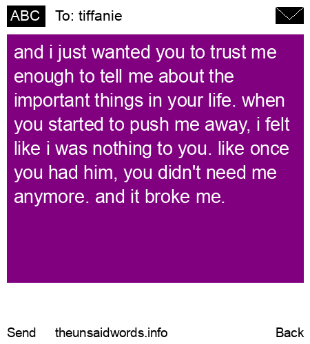 unsent message to tiffanie
