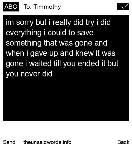 unsent message to Timmothy