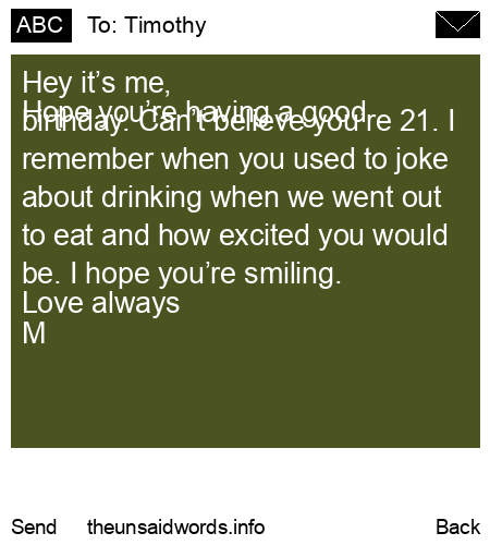 unsent message to Timothy