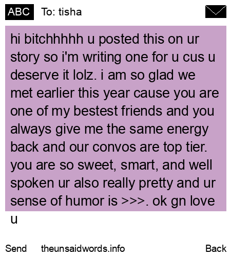unsent message to tisha