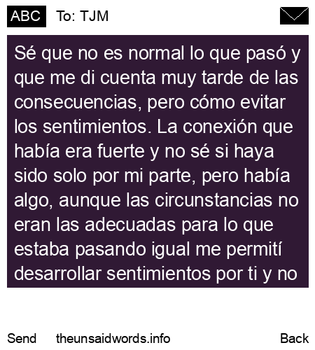 unsent message to TJM