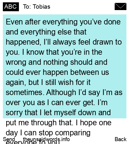 unsent message to Tobias