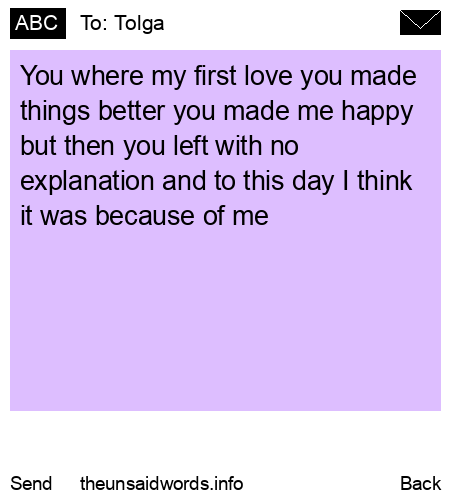 unsent message to Tolga