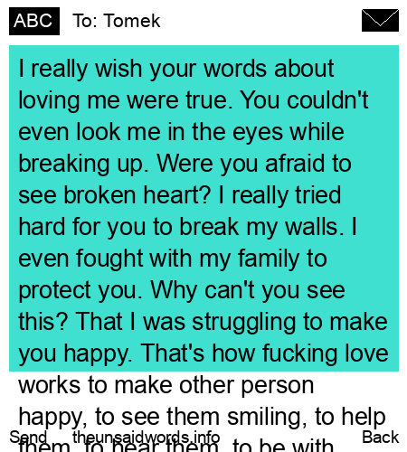 unsent message to Tomek