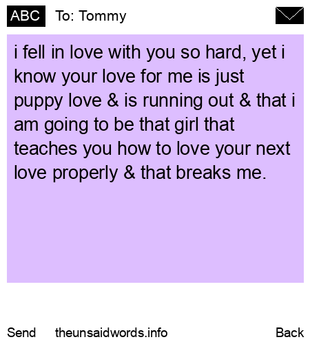 unsent message to Tommy