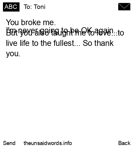 unsent message to Toni