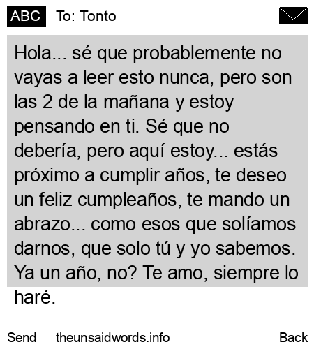 unsent message to Tonto