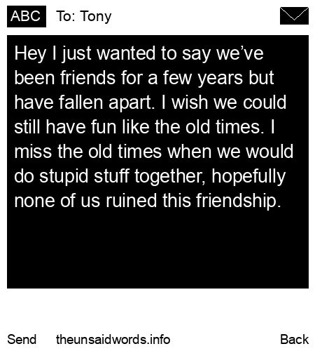 unsent message to Tony