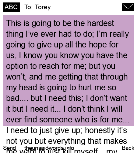 unsent message to Torey