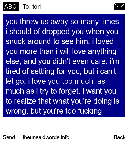 unsent message to tori