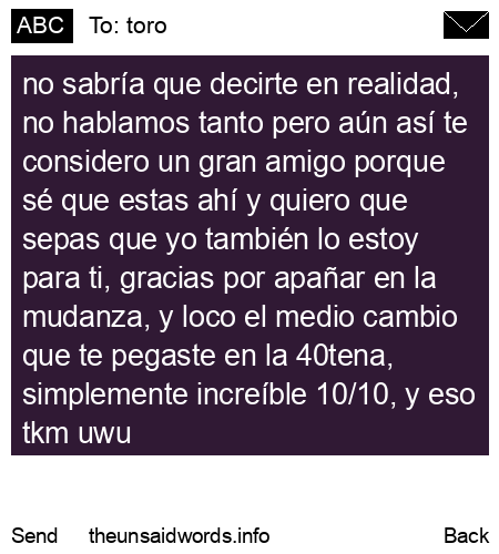 unsent message to toro