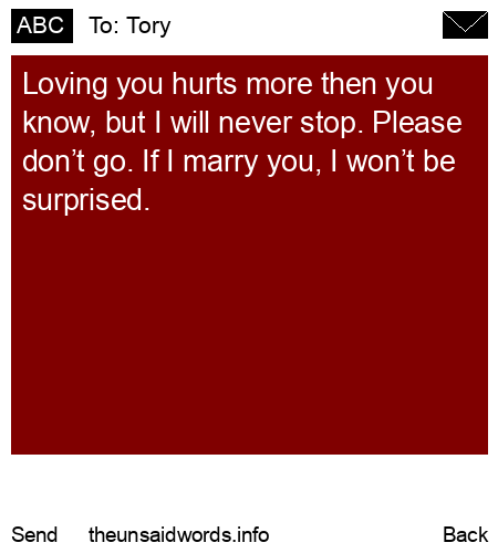 unsent message to Tory