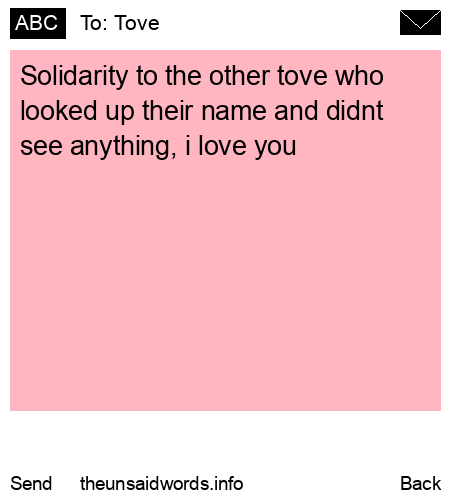 unsent message to Tove