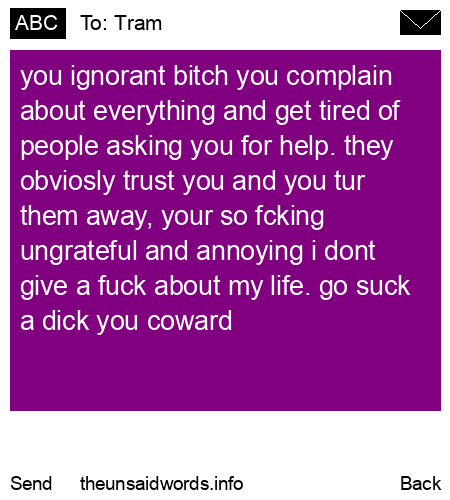 unsent message to Tram