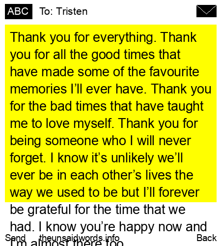 unsent message to Tristen