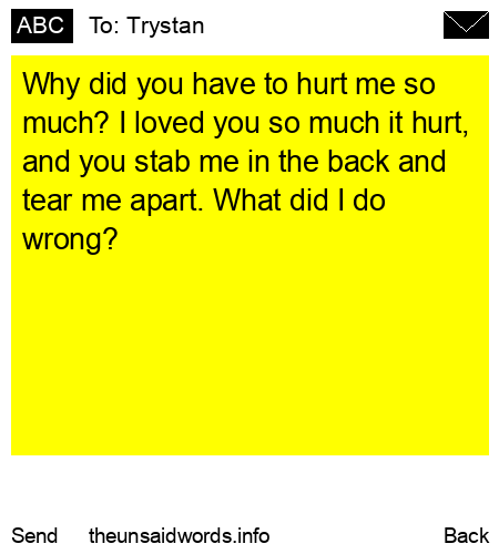 unsent message to Trystan