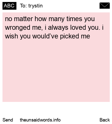 unsent message to trystin