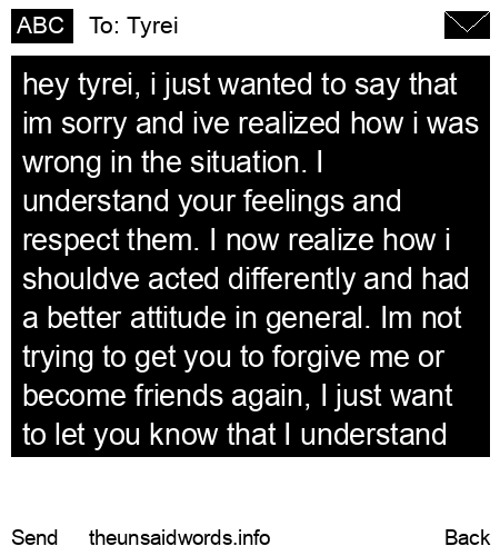unsent message to Tyrei
