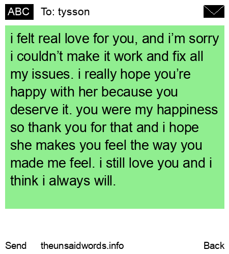 unsent message to tysson