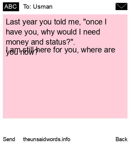 unsent message to Usman